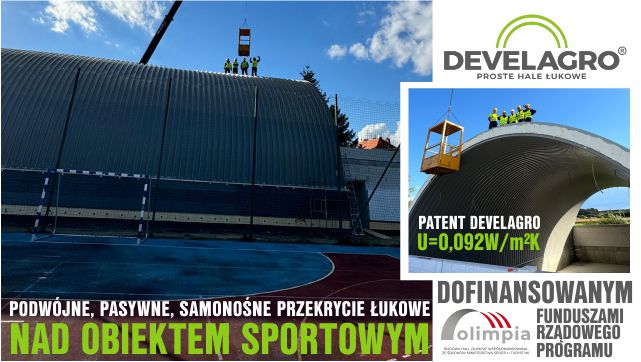 hala sportowa izolowana IZOPANEL DEVELAGRO patent